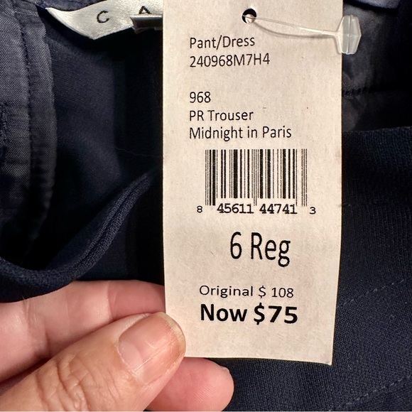 NWT CAbi Factory PR Trouser Midnight in Paris Navy Blue Dress Pant Size 6 - Picture 5 of 16